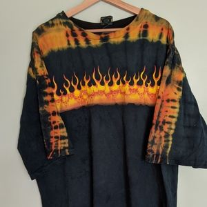 Vintage 90s Tie Dye Skulls & Flames tee